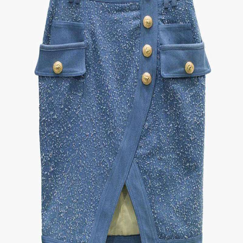 Split Hip Skirt - Plain Denim Style - free shipping