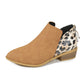 Fashion Leopard Print Boots Women Pointed Toe Chunky Heel Back Zipper Shoes