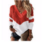 Color-blocking Striped Sweater Autumn And Winter Leopard Print New Style
