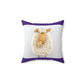Sheep Pillow Case - Dark Purple and White Colors - Faux Suede Square Pillow Case