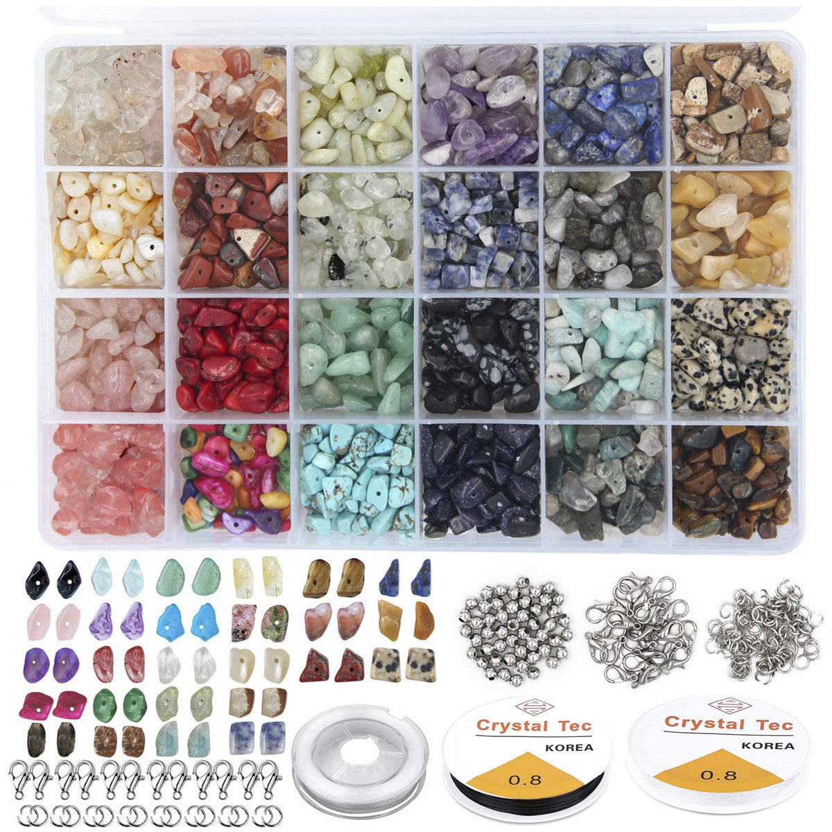 24 Grid Natural gravel DIY Handmade Jewelry Accessories