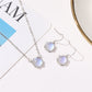 Cute Moon - Round & Blue Earrings & Necklace Set