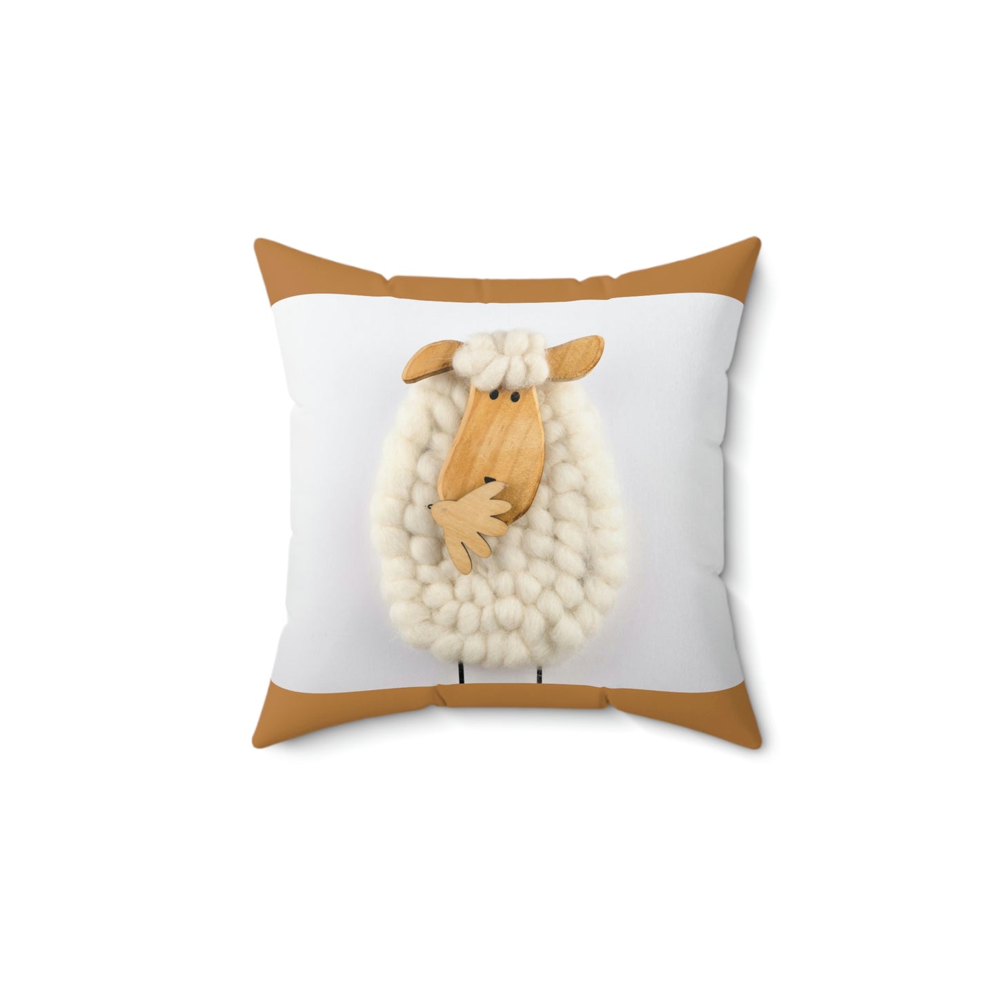 Sheep Pillow Case - Gold and White Colors - Faux Suede Square Pillow Case