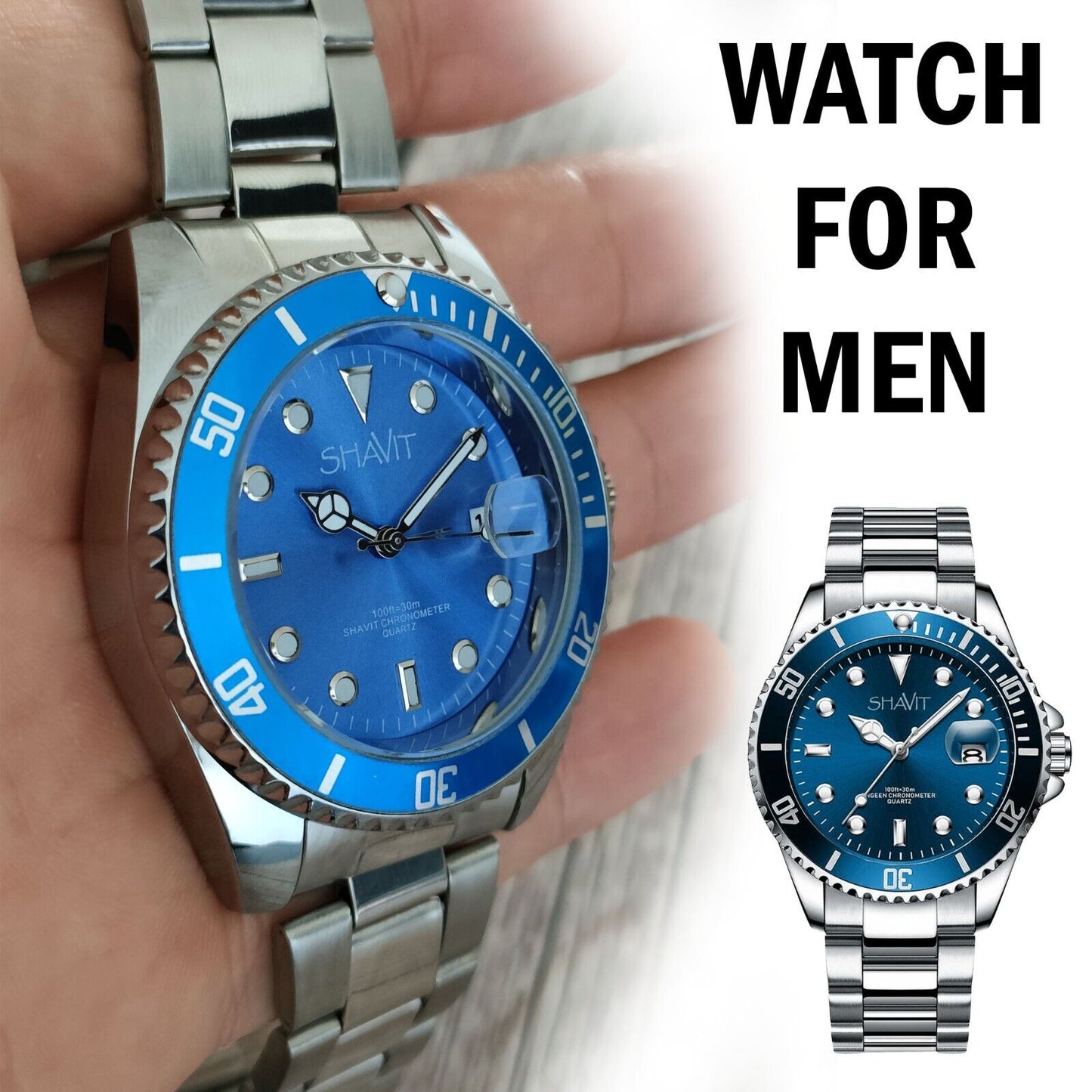 Solid Male Wristwatch - Blue