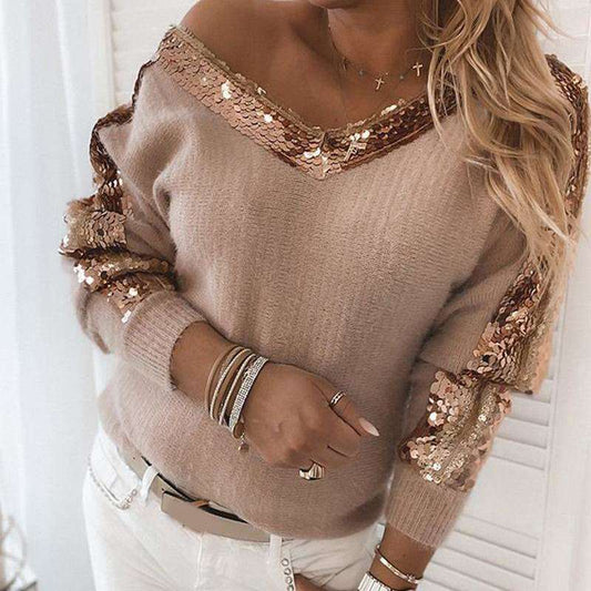 Elegant-Casual Sweater -V-Neck Long Sleeve