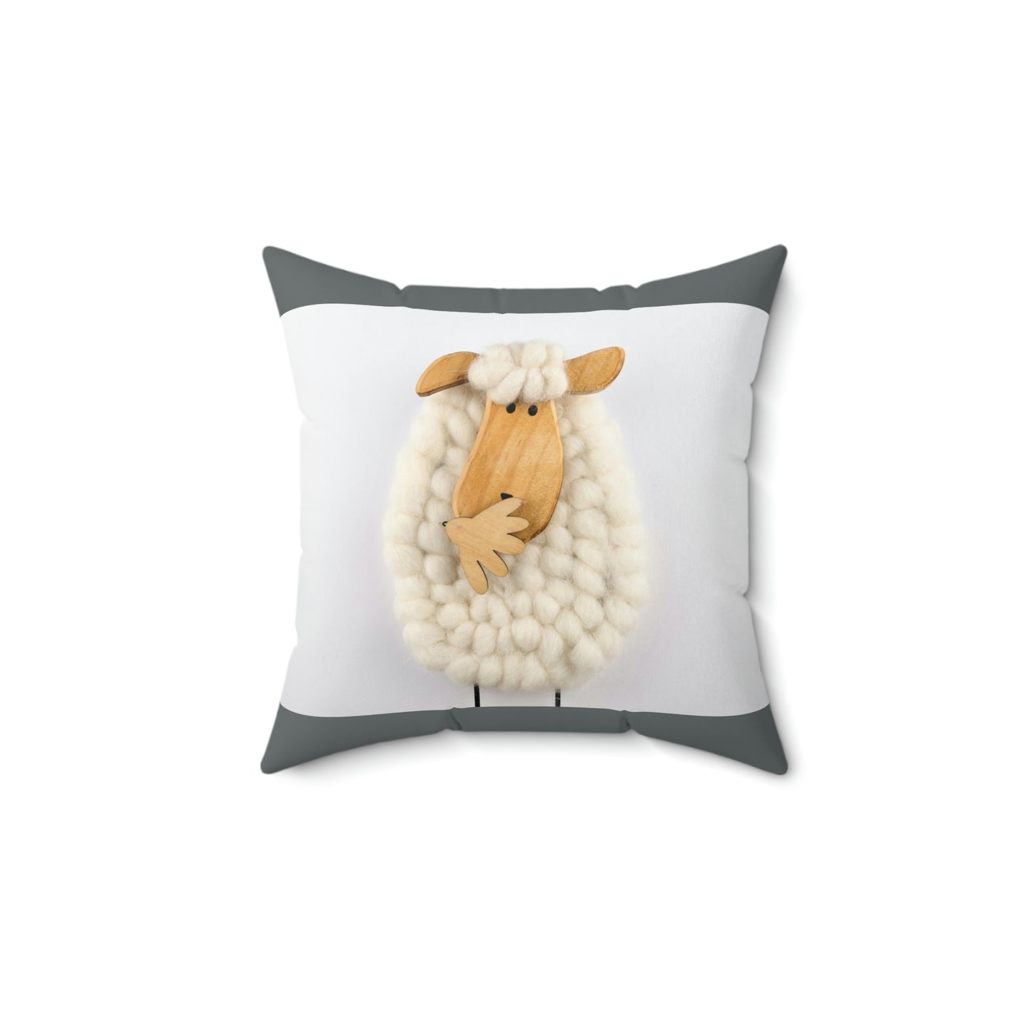 Sheep Pillow Case - Dark Gray and White Colors - Faux Suede Square Pillow Case