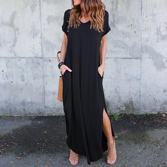 Extra Long Plus-sized Loose Pockets Dress