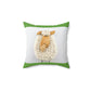 Sheep Pillow Case - Lime Green and White Colors - Faux Suede Square Pillow Case