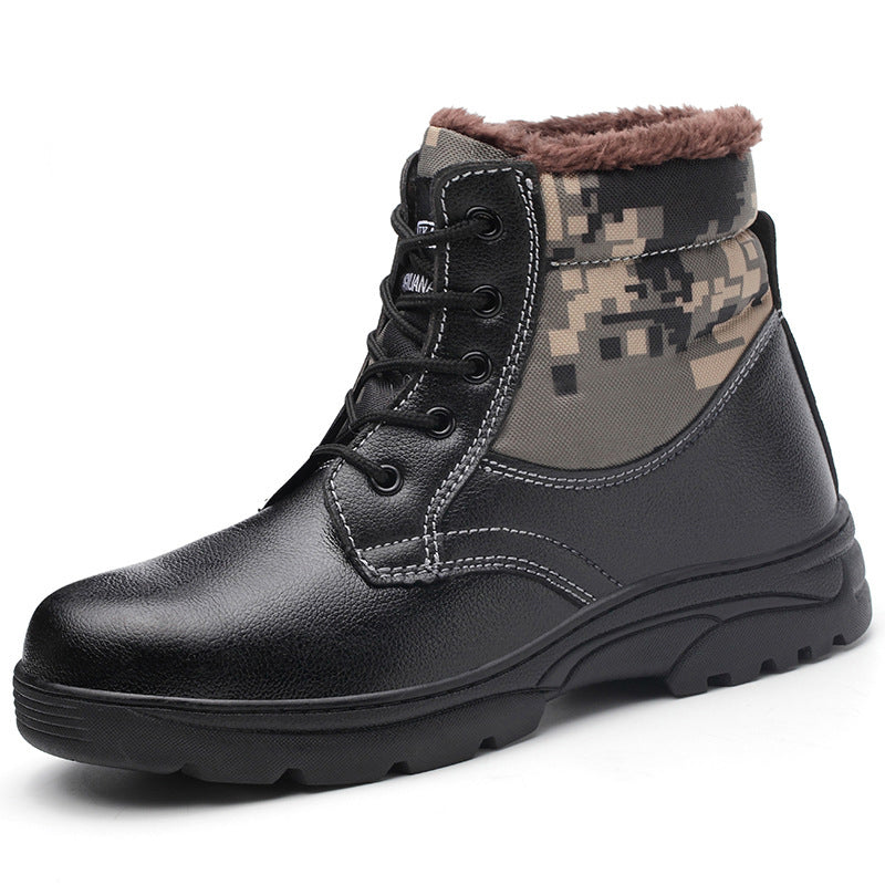 Winter camouflage high-top cotton shoes