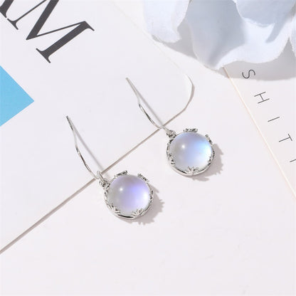 Cute Moon - Round & Blue Earrings & Necklace Set