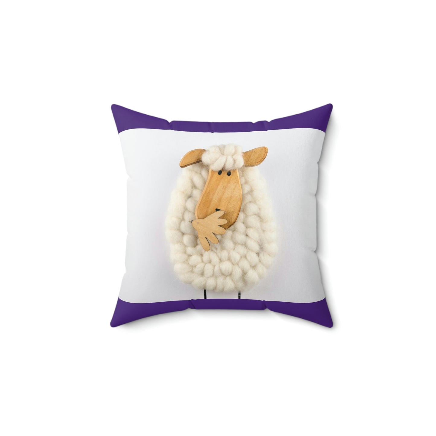 Sheep Pillow Case - Dark Purple and White Colors - Faux Suede Square Pillow Case