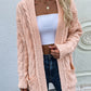 Cable-Knit Open Front Cardigan with Front Pockets