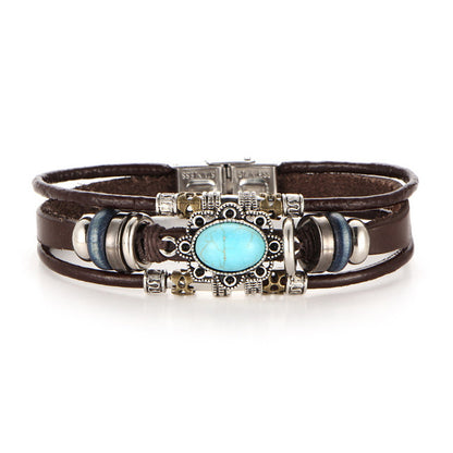 Turquoise leather bracelet