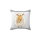Sheep Pillow Case - Light Gray and White Colors - Faux Suede Square Pillow Case