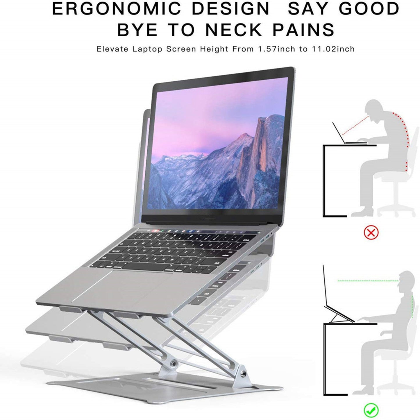 Multi-Angle laptop Stand - With Heat-Vent Adjustable