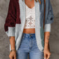 Color Block Cable-Knit Batwing Sleeve Cardigan