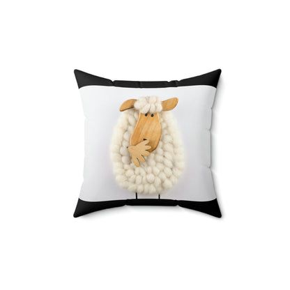 Sheep Pillow Case - Black and White Colors - Faux Suede Square Pillow Case