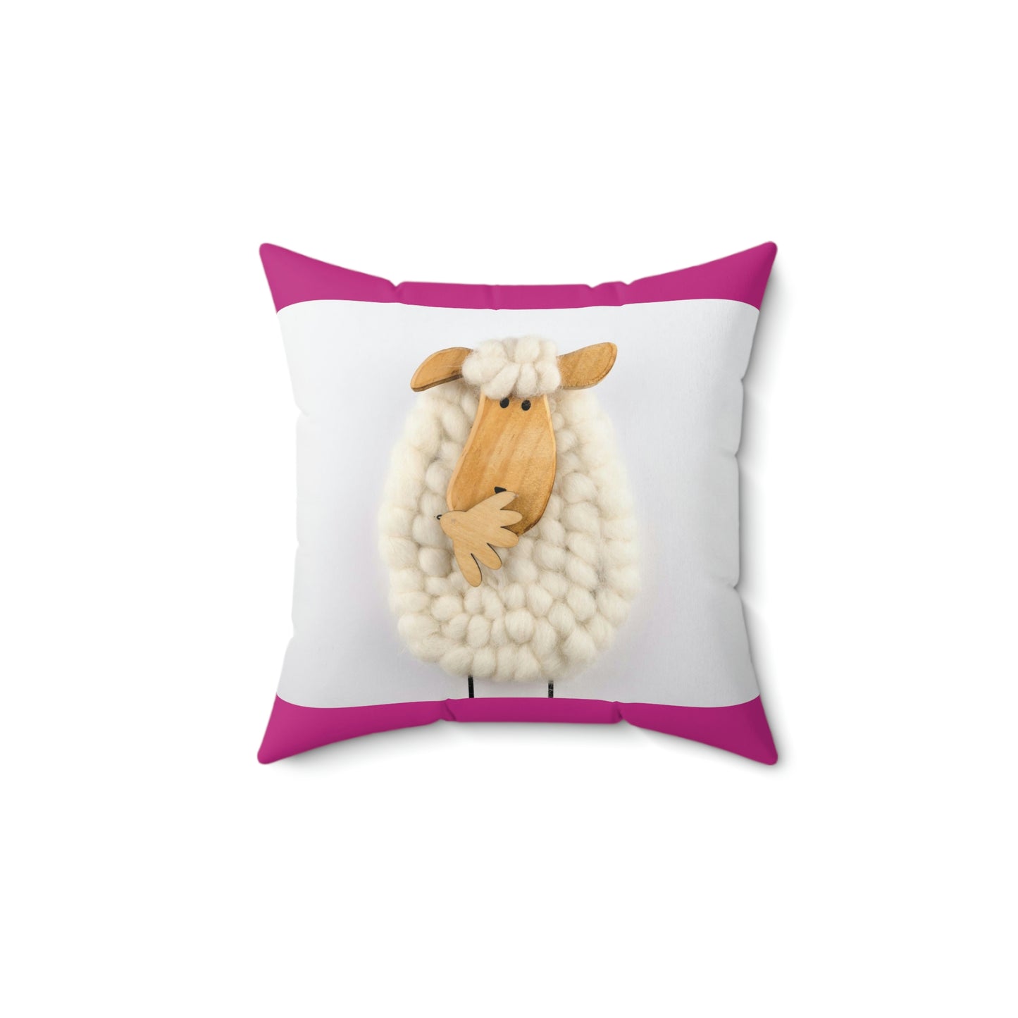 Sheep Pillow Case - Hot Pink and White Colors - Faux Suede Square Pillow Case