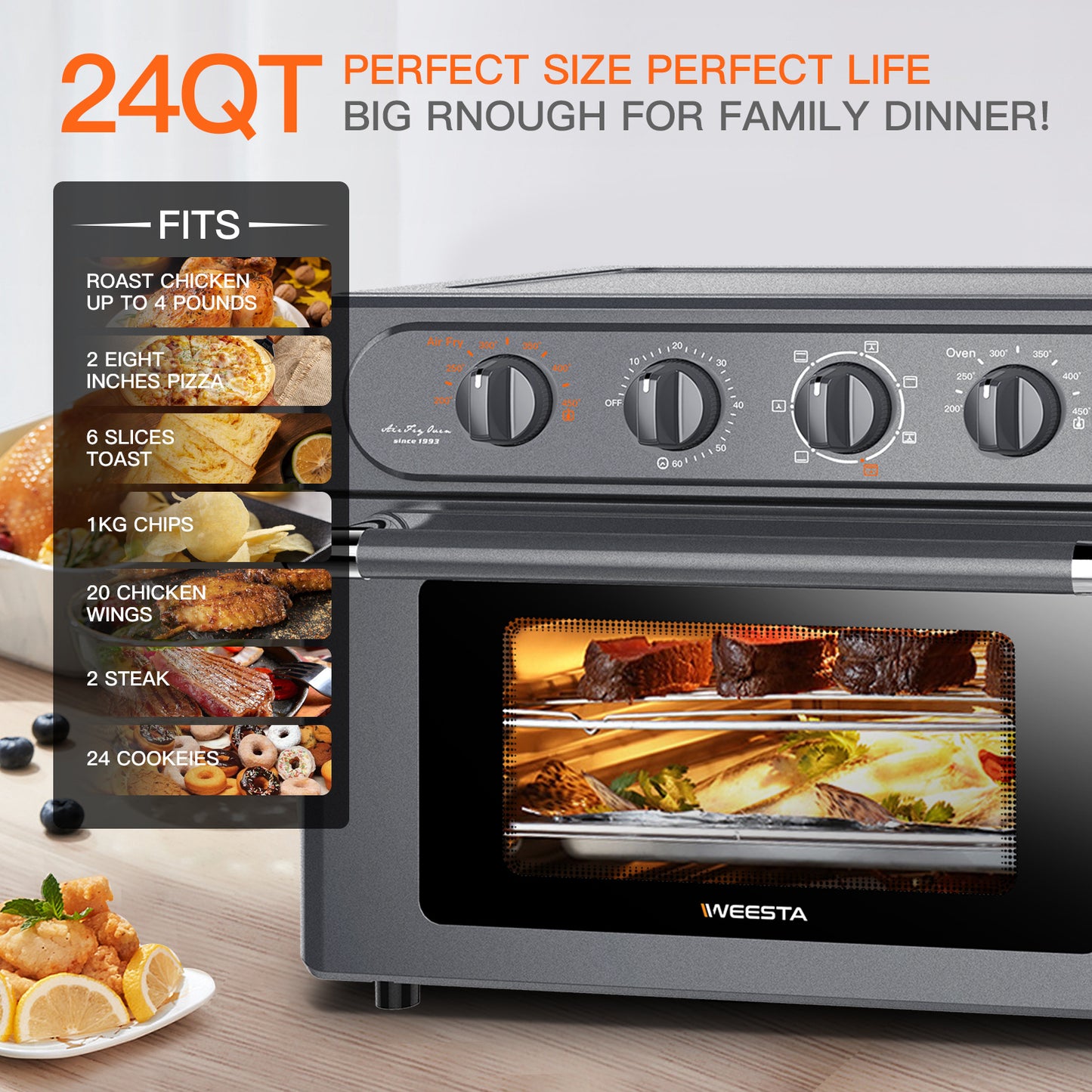 Discover New Best Seller Oven Combo, WEESTA 7-in-1  Large Air Fryer with Accessories & E-Recipes