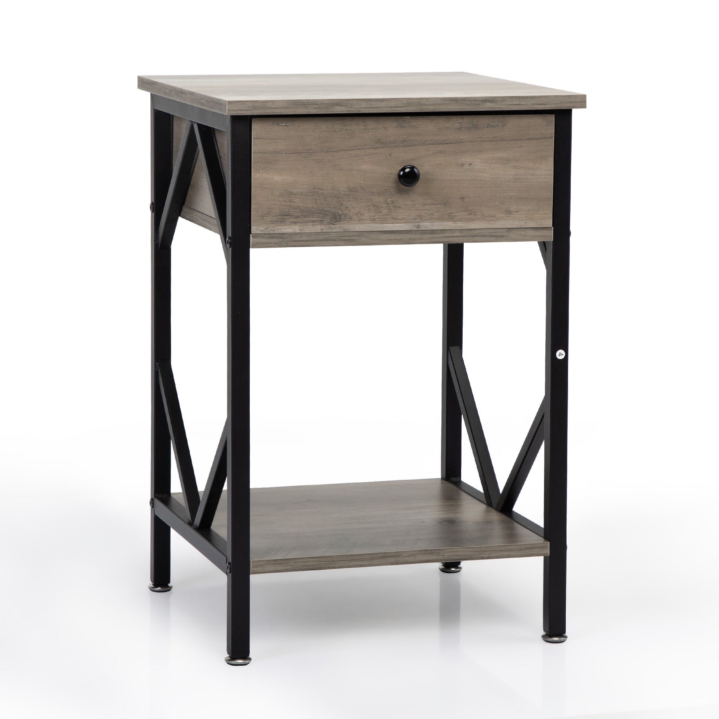 Set of 2 Nightstand Industrial End Tables,