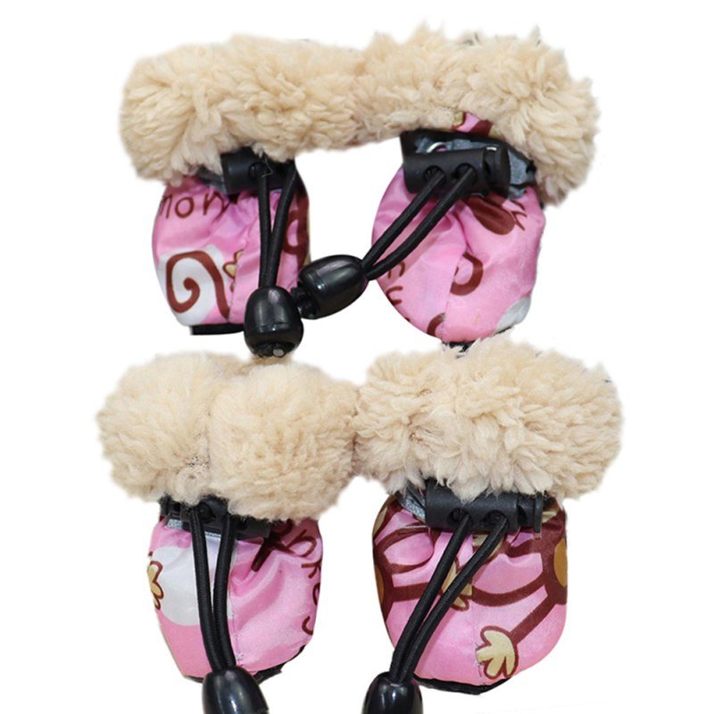 Keep Your Cute Dog Warm this Winter - 4 Piece Set / Winter Rain Boots Soft Sole Dog Shoes
